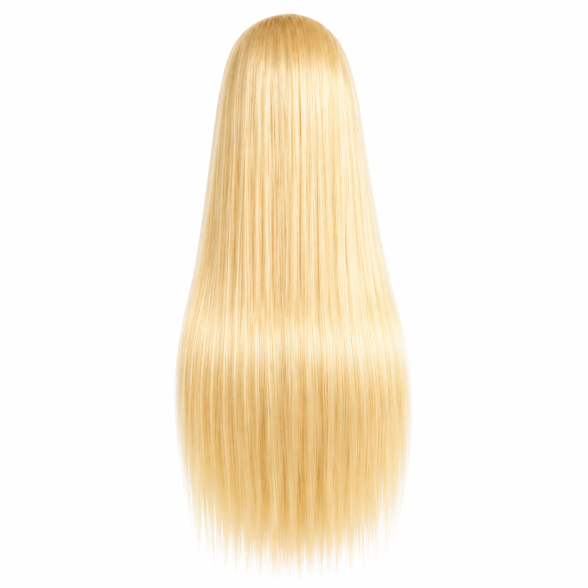 Long, straight blonde wig shown from the back on a plain white background.